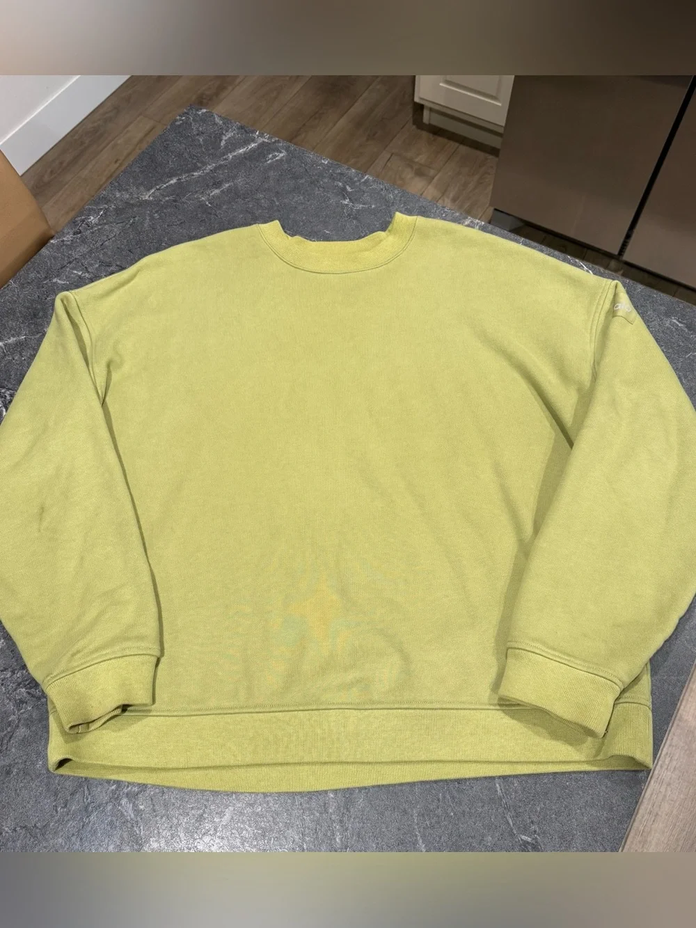 Alo Renown heavyweight crewneck sweatshirt women large oversized Olive green